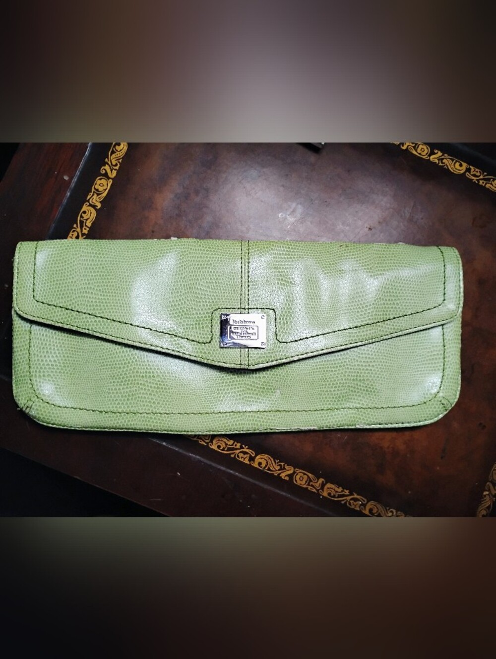 Liz Claiborne Pistachio Textured Envelope Clutch